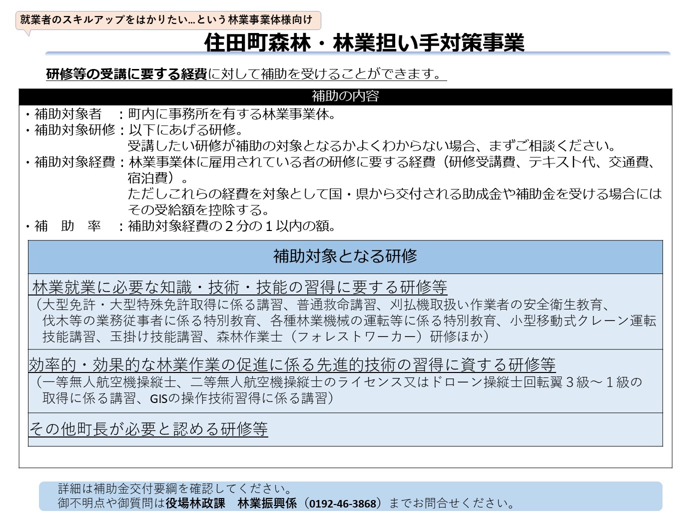 住田町森林・林業担い手対策事業概要.jpg 住田町森林・林業担い手対策事業概要.jpg
